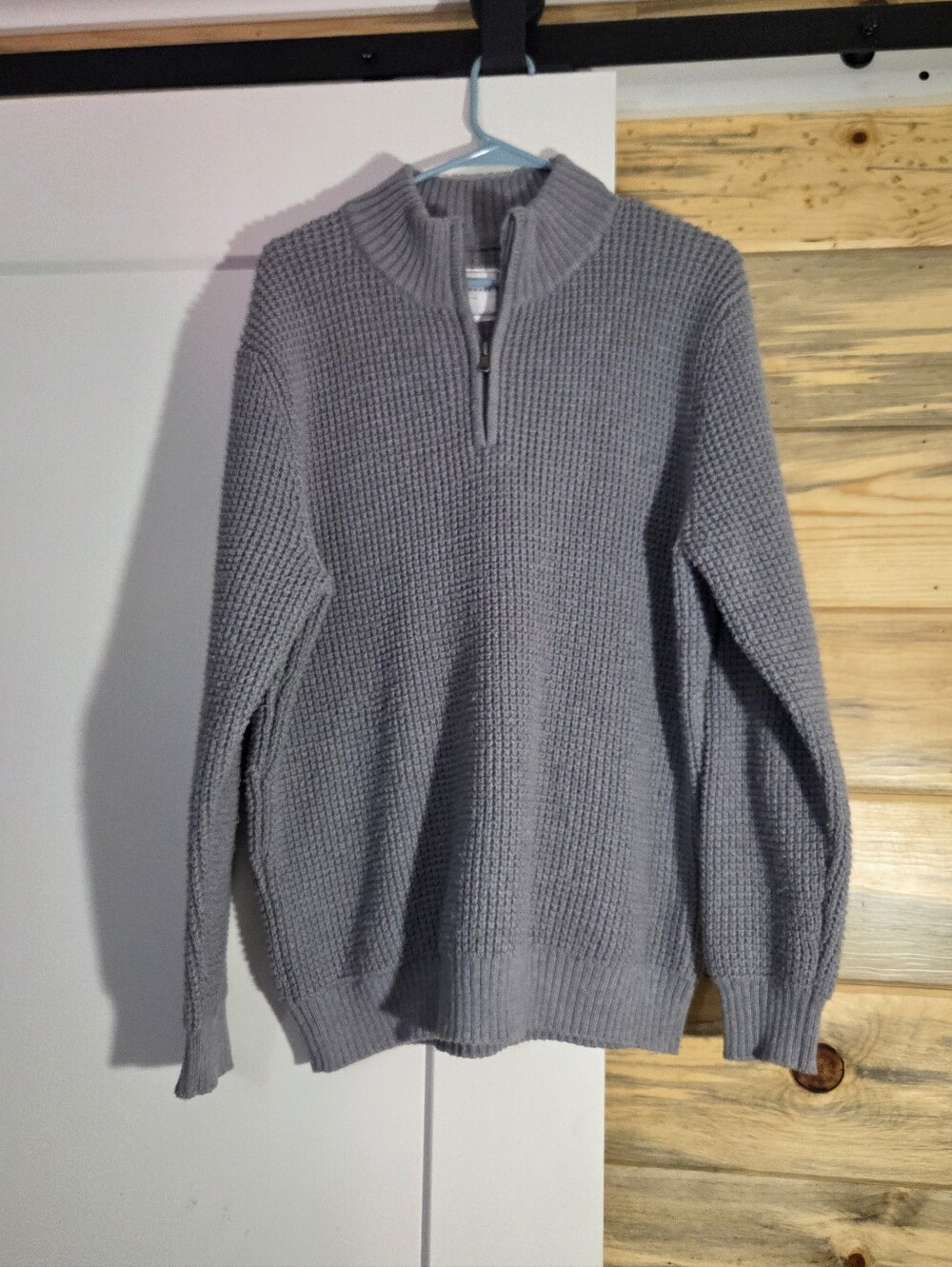 Long Wharf Supply Co Wellfleet SeaWell Quarter Zip Light Grey Sweater Mens Large